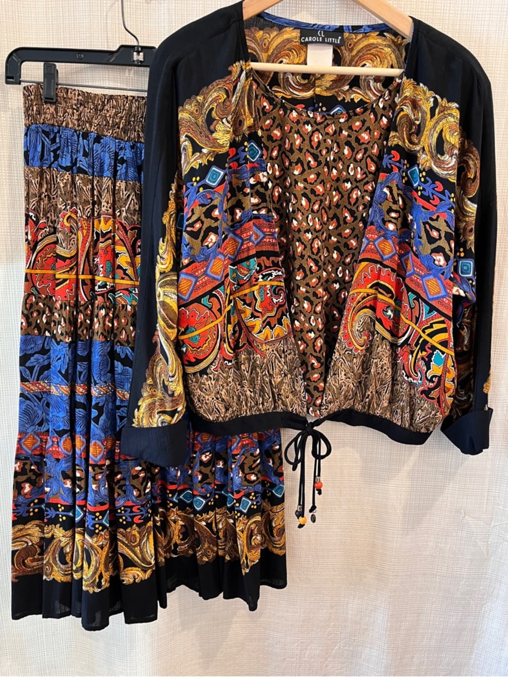 Vintage 90s Whimsigoth Baroque Print Shirt Carole Little Romantic Art to Wear - Picture 14 of 15